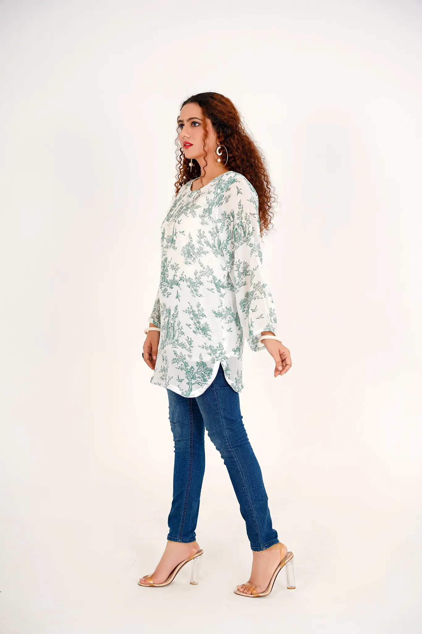 Evergreen Printed Chiffon Tops