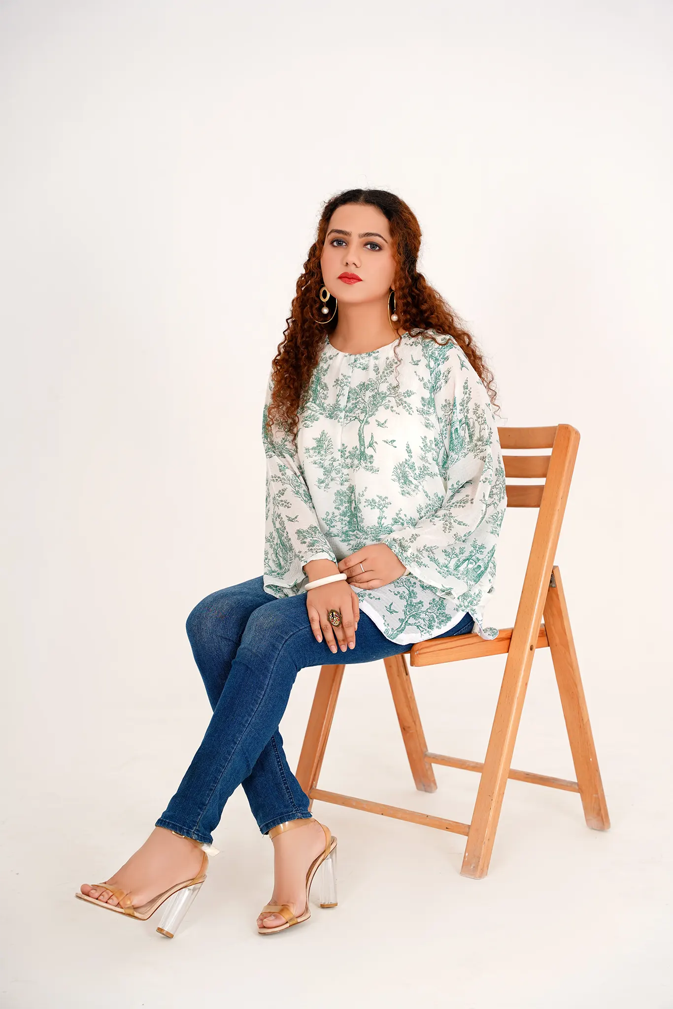 Evergreen Printed Chiffon Tops